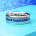 Men's 8mm Brushed Titanium Steel Blue Sapphire CZ Comfort-Fit Wedding Band